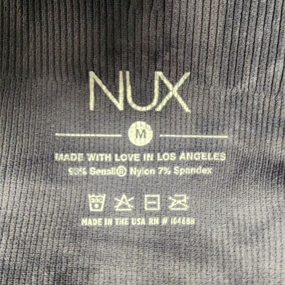 NUX Ribbed Tie Dye Leggings Navy and White V Back Size M - Picture 8 of 8